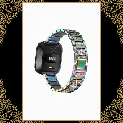 bayite Bling Bands Compatible with Fitbit Versa/Versa 2/Versa Lite for Women Dressy Metal Bracelet Rhinestone Jewlery Wristband Pearlescent