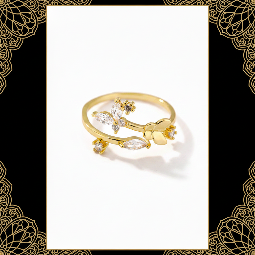 Fresh Flower Adjustable Zircon Ring for Women