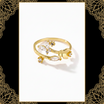 Fresh Flower Adjustable Zircon Ring for Women