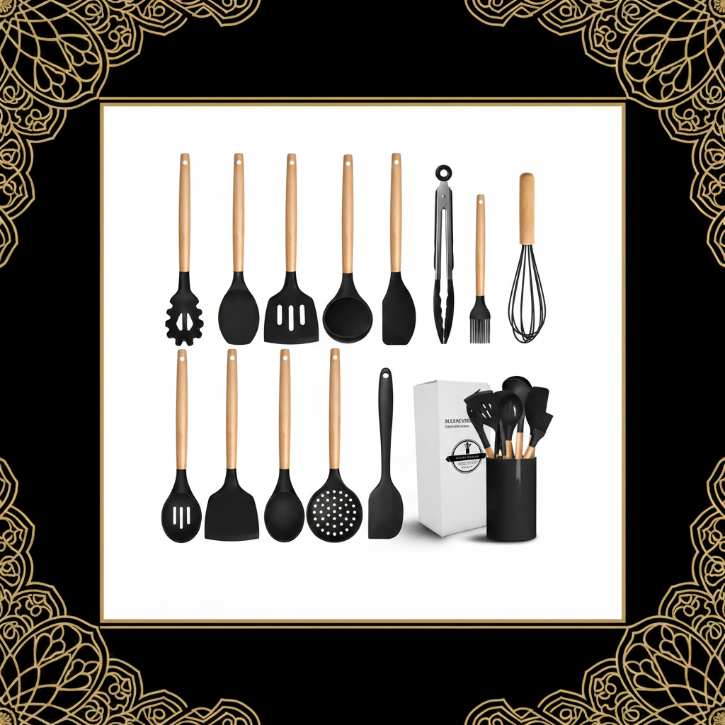 14Pcs Kitchen Utensils Set - Silicone Cooking Utensils Set Silicone Kitchen Utensils Set - Black Kitchen Utensil Set Silicone Utensils Set for Cooking